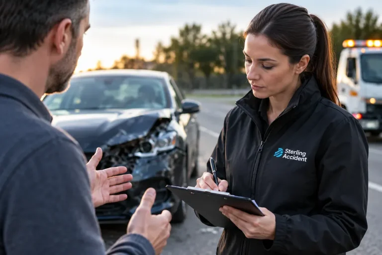 Private hire vehicle accident claims specialist reviewing documents