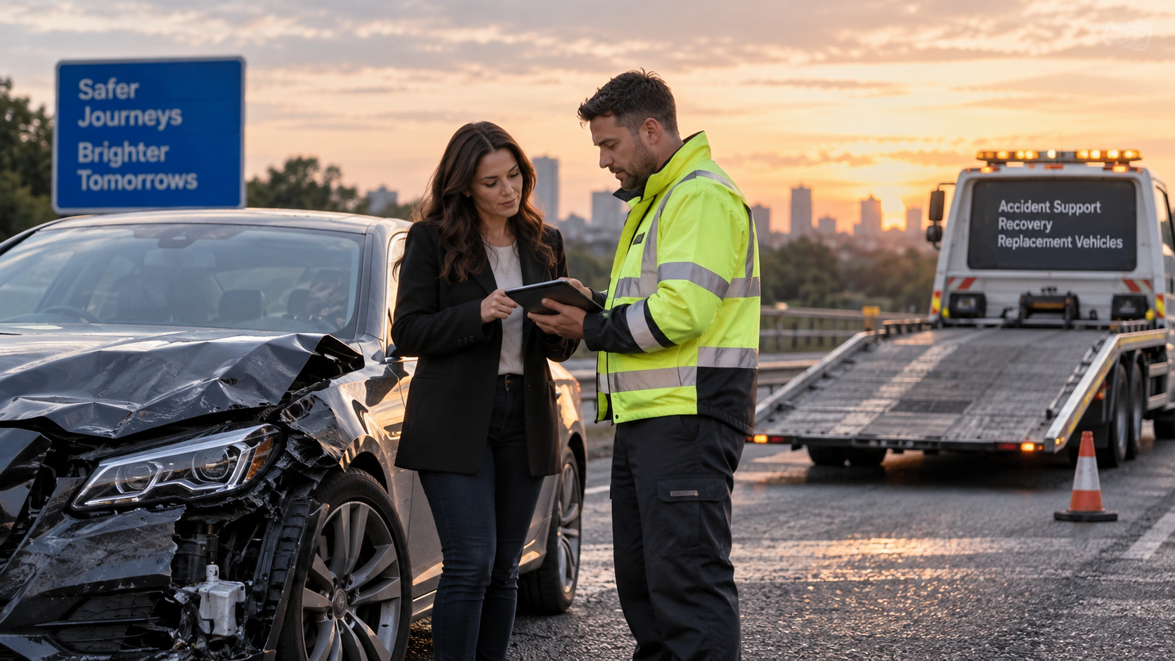 Accident management coordinator reviewing ongoing vehicle case details with a licensed driver