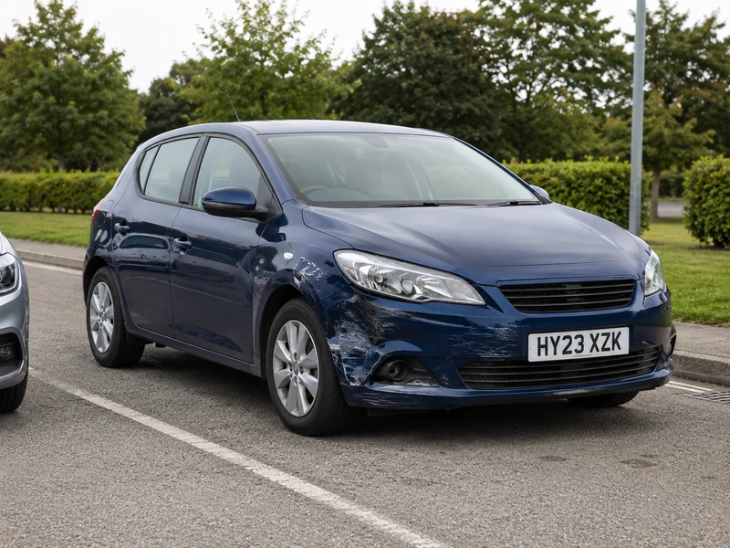 Example photograph of the other vehicle involved in a collision, showing its damage and position