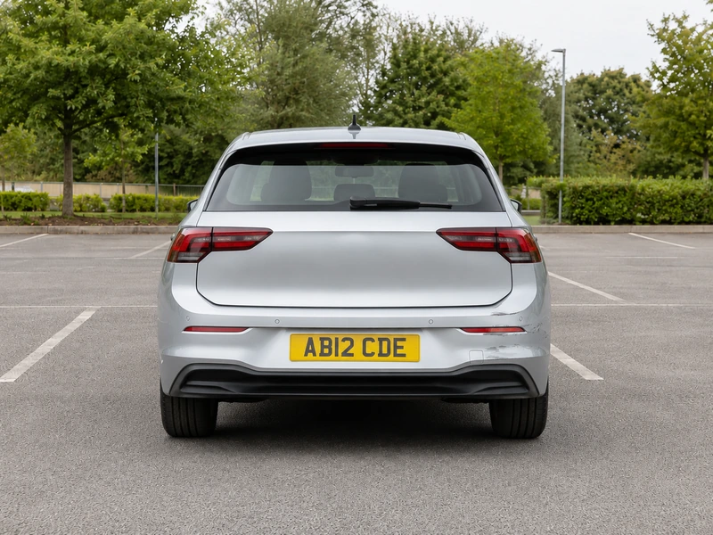 Example photograph showing the complete rear of a car taken straight on from a few metres away